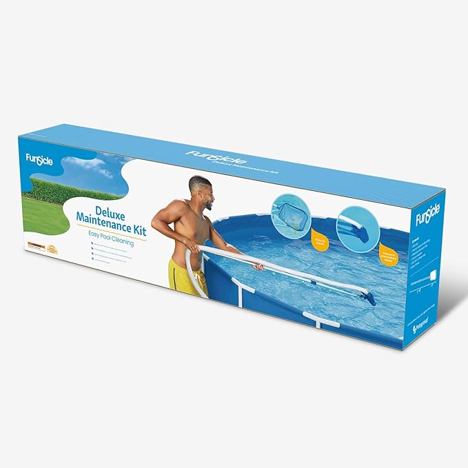 Funsicle Deluxe Maintenance Kit, Above Ground Swimming Pool Cleaning, Includes Vacuum, Skimmer, Hose and Adapter,Adults