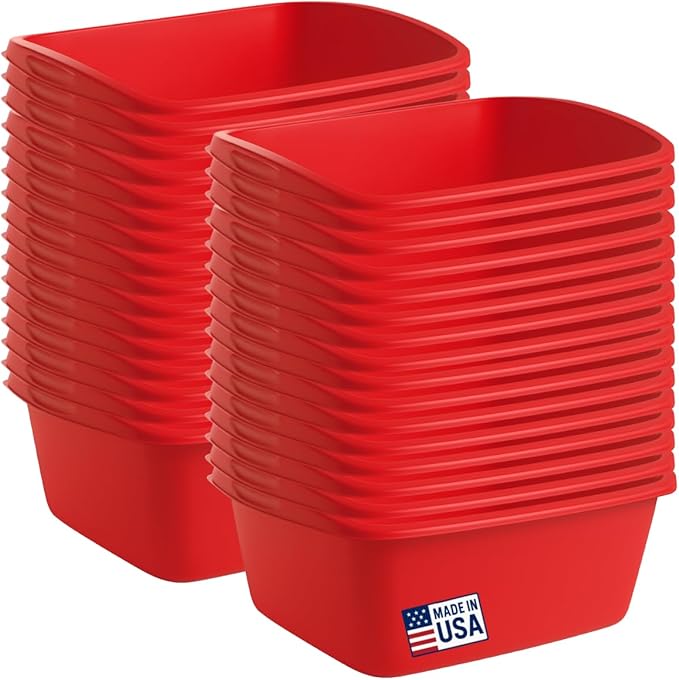 Dish Pans for Kitchen Sink, Plastic Tub Dishpan Wash Basin and Foot Bath for Soaking Feet, Wash Bucket for Washing and Storage Cleaning Supplies - 12 Quarts - Heavy Duty (Red, 16 Pack)