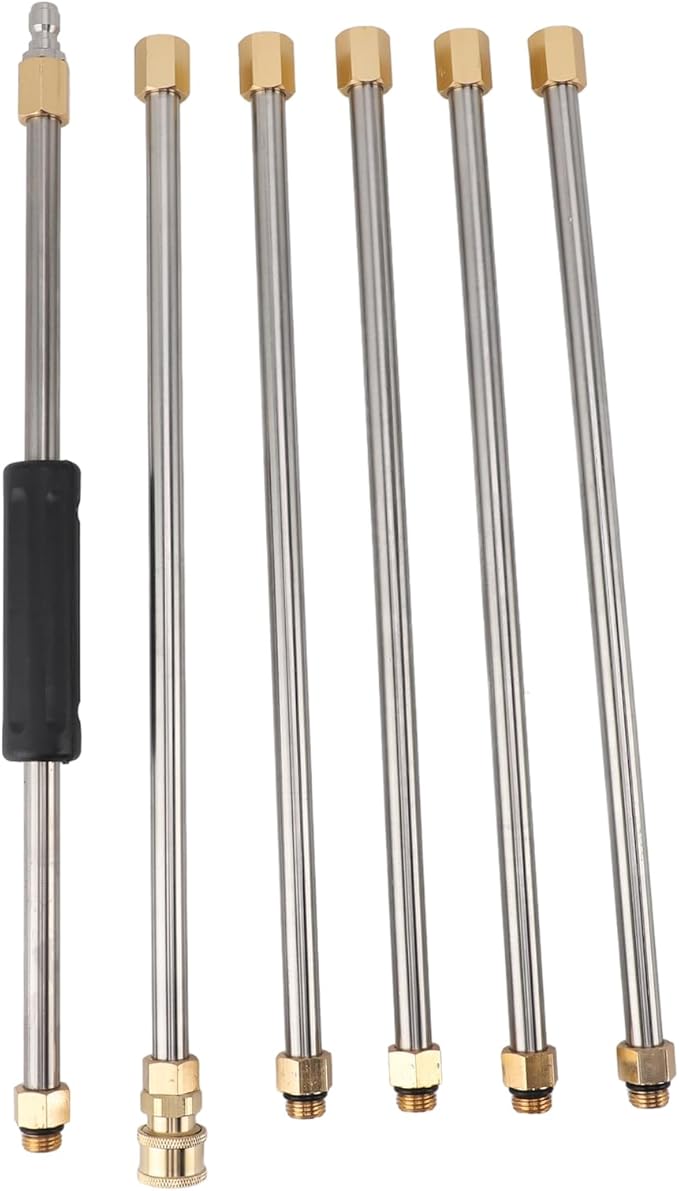Pressure Washer Wand with Gutter Cleaner Attachment, 90 Inch Rod for Power Washer Lance, Wall Roof Gutter Cleaning Tool