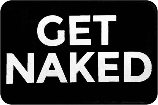 Black Get Naked Memory Foam Bath Mat 16x204 Inch, Funny Bathroom Rugs, Cute Dorm, Apartment Decor, Soft Non Slip Absorbent Mats for Shower, Vanity