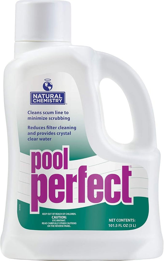 Natural Chemistry Pool Perfect, 3-Liter, Reduce Scum Lines and Filters Cleanings, Ensures Crystal Clear Water, Compatible with All Sanitizing Systems