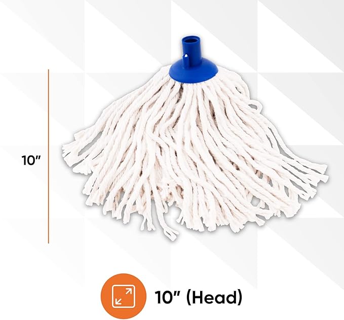 Superio Cotton Mop Head Refill for Hardwood Floor Self Wringing Mop - 10" Strings