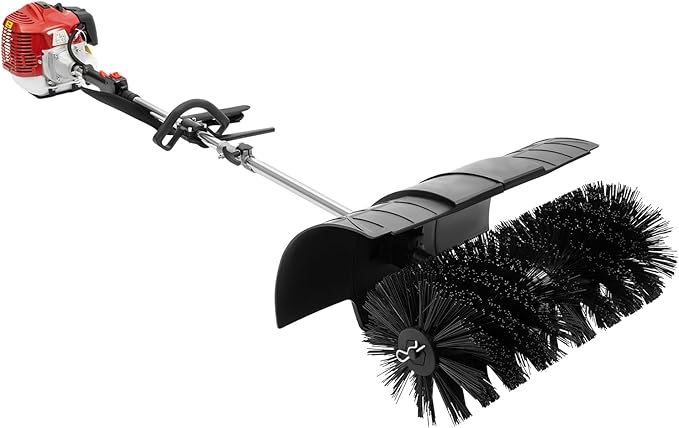 DNYSYSJ 52cc Handheld Sweeper, 2-Stroke Gas Power Sweeping Broom, Single Cylinder Walk Behind Sweeper, Cleaning Driveway Turf Lawns Artificial Grass Power Brush Lawn Sweeper Cleaner Tools for Walkway