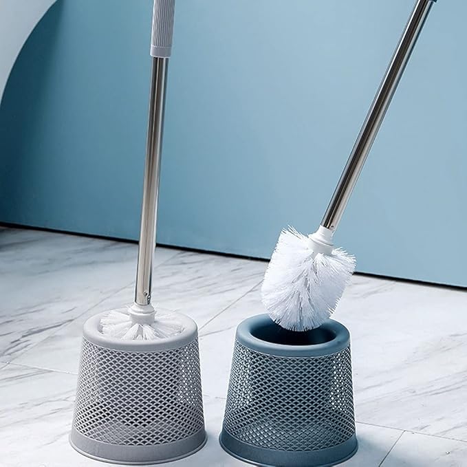 Toilet Brush and Holder Set Long-Handled Toilet Brush with Base Toilet Brush No Dead Ends Cleaning Toilet Brush Household Bathroom Toilet Brush Cleaning Tool Set Toilet Bowl Brush for Bath
