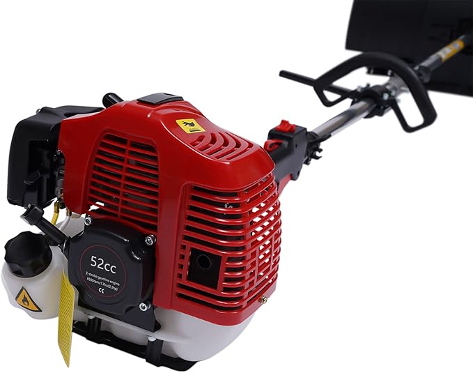 2.3HP Handheld Sweeper 52CC 2 Stroke Gasoline Power Sweeper Outdoor Sweeping Broom Walk Behind Sweeper Cleaner with a Blower Artificial Turf Lawns Driveway Cleaning Tool