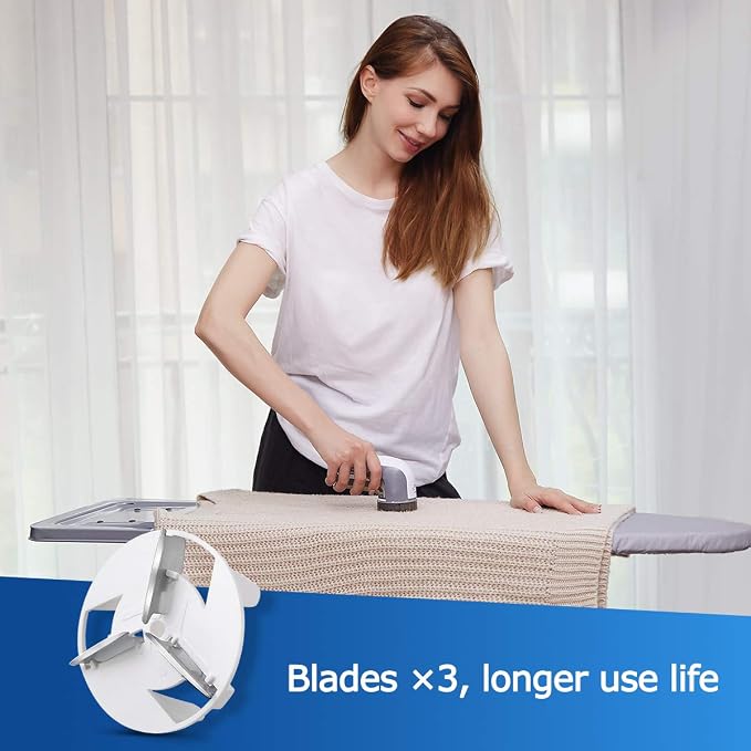 BEAUTURAL Fabric Shaver and Lint Remover, Portable Sweater Defuzzer | Battery Operated, 2 Speeds, 2 Replaceable Stainless Steel Blades, Remove Clothes Fuzz, Lint Balls, Pills, Bobbles - Image 4