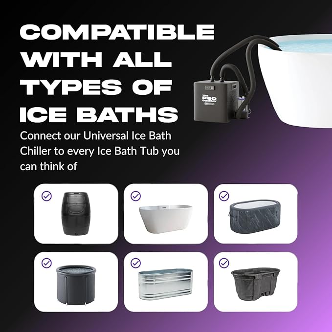 The Pod Company Standard Ice Pod Ultimate Cold Plunge Bundle – 84-Gallon Portable Ice Bath with Pro Water Chiller, 18 Ice Bricks, Insulation Set, Water Circulation Jet & Maintenance Kits