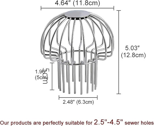 Gutter Guard 304 Stainless Steel Outdoor Roof Drain Anti-Blocking Line Cap, Mushroom Type Drainage Gutter Guard Filter, Gutter Cleaning Tool, for Stops Leaves Seeds and Other Debris,3in