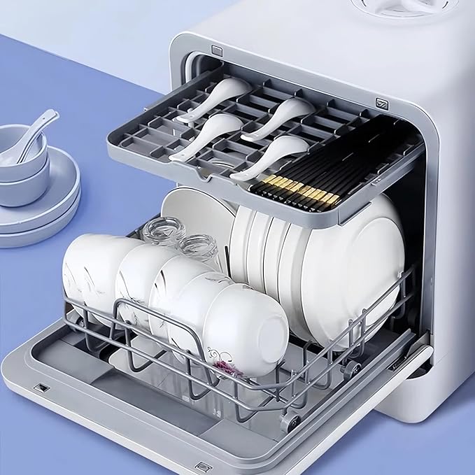 Dishwasher Tabletop Dishwasher Portable Small Fully Automatic 4 Washing Modes and Drying Function Can be connected to the faucet and manually filled with water