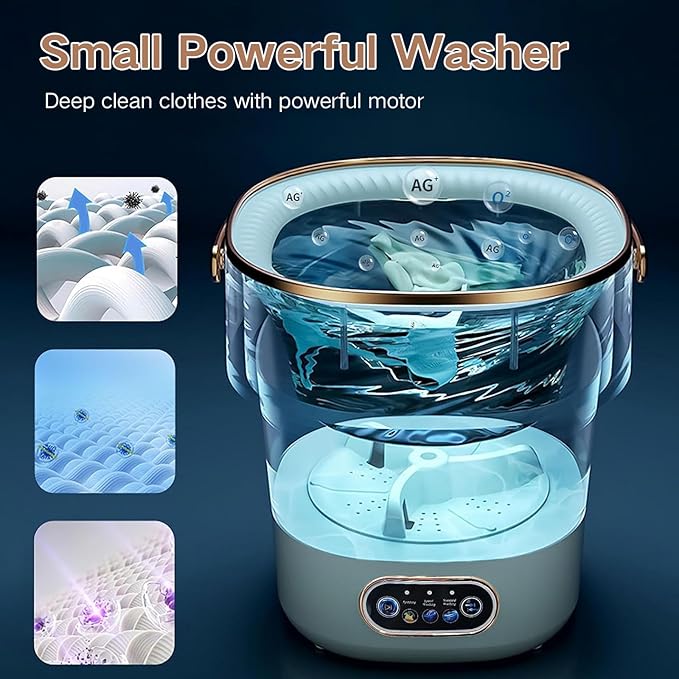 Portable Washing Machine, 15L Small Foldable Washer with 3 Cleaning Modes for Baby Clothes, Underwear, Small Items, Mini Collapsible Laundry for Travel Apartment Home Dorm Hotel Camping (Black)