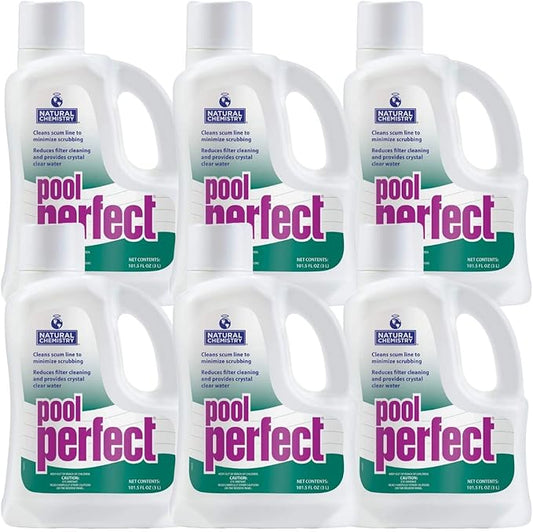 Natural Chemistry Pool Perfect, 3-Liter, Pack of 6, Reduce Scum Lines and Filters Cleanings, Ensures Crystal Clear Water, Compatible with All Sanitizing Systems