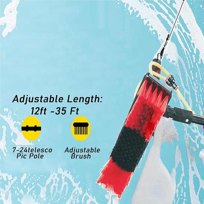 Solar Panel Cleaning Brush 23.6ft Aluminium Telescopic Pole for Cleaning Windows Solar Panels Greenhouse Roof Cleaning Tool / 35cm Brush Head,35cmbrushhead-9M/30FT