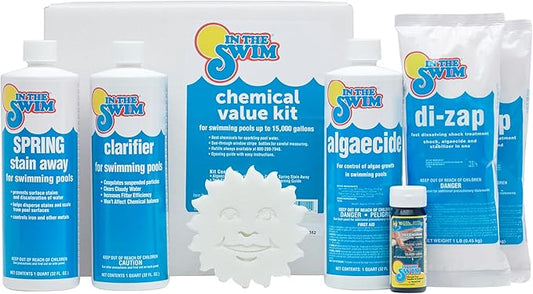 In The Swim Deluxe Swimming Pool Chemical Value Kit – for Above Ground and In-Ground Pools – Treats Up to 15K Gallons