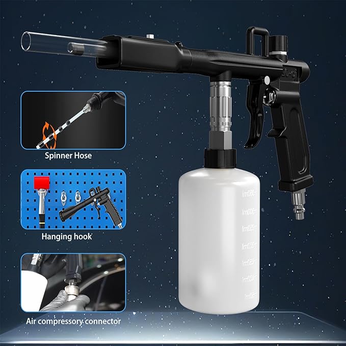 Car Cleaning Gun, Auto Interior Cleaning Detailing Air Blow Gun, High Pressure Car Cleaning Tool for Car Roof, Upholstery Seats, Carpets, Works with Air Compressor, Dual Mode
