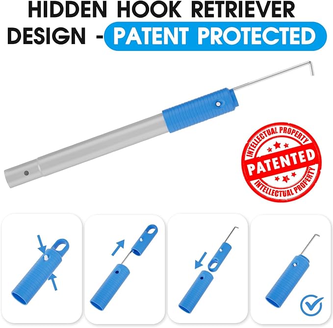 2 in 1 Multifunctional Pool Brush with 10 FT Poles - 17.5'' Heavy Duty Swimming Pool Brush & Multifunctional Brush Head, 10 FT Aluminum Poles, Cleaning Inground & Above Ground Pools, Vinyl Liner