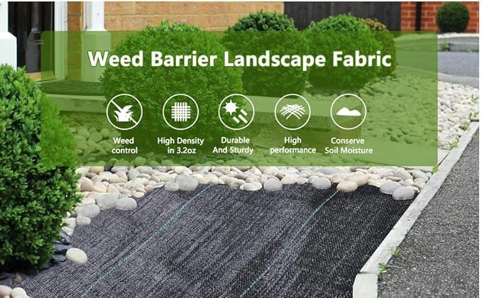 1.4ftx50ft Weed Barrier Landscape Fabric Heavy Duty???Weed Block Gardening Ground Cover Mat, Weed Control Garden Cloth ???Woven Geotextile Fabric for Underlayment???Commercial Driveway Fabric