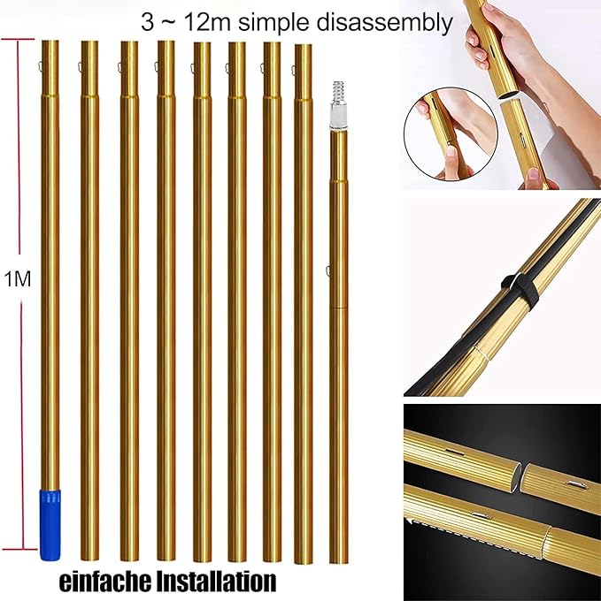 7m Conservatory Roof Cleaning Kit - Window Cleaning Equipment with Solar Panel Brush 20m Water Supply Hose Easy Remove Connection Sturdy Design for Efficient Cleaning