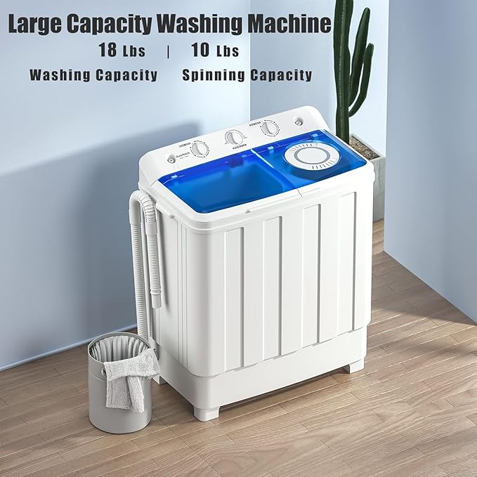 Auertech Portable Washer and Dryer Combo, 28 Lbs Twin Tub Washing Machine, 1.5 Cu.Ft Compact Clothes Dryer, Portable Washing Machine and Dryer Set for Laundry Apartment, RV, Dorm, Grey