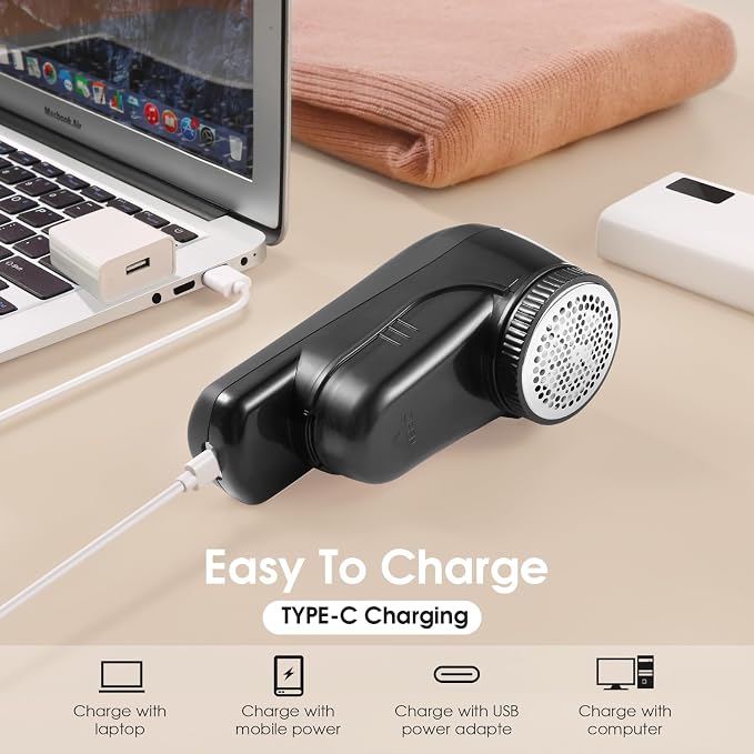 Fabric Shaver, Rechargeable Sweater Shaver, Lint Shaver with 6-Leaf Blades, Electric Lint Remover for Clothes & Furniture, Couch Pilling Remover Depiller for Removing Fuzz, Lint, Pills, Bobbles - Image 6