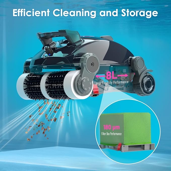Cordless Robotic Pool Cleaner, Wall Climbing, Lightweight, Extended Battery Life, 8L Large Capacity, Advanced Dual-Motor, X1 Auto Pool Vacuum for Inground & Above Ground Pools Up to 1100 Sq.Ft, Pink