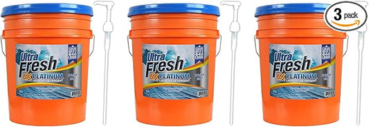 Ultra Fresh 6X Platinum 5 Gallon Laundry Detergent Liquid for All Machine Types with Easy Dispensing Pump, Up to 640 Loads, Mountain Fresh (3 Pack)