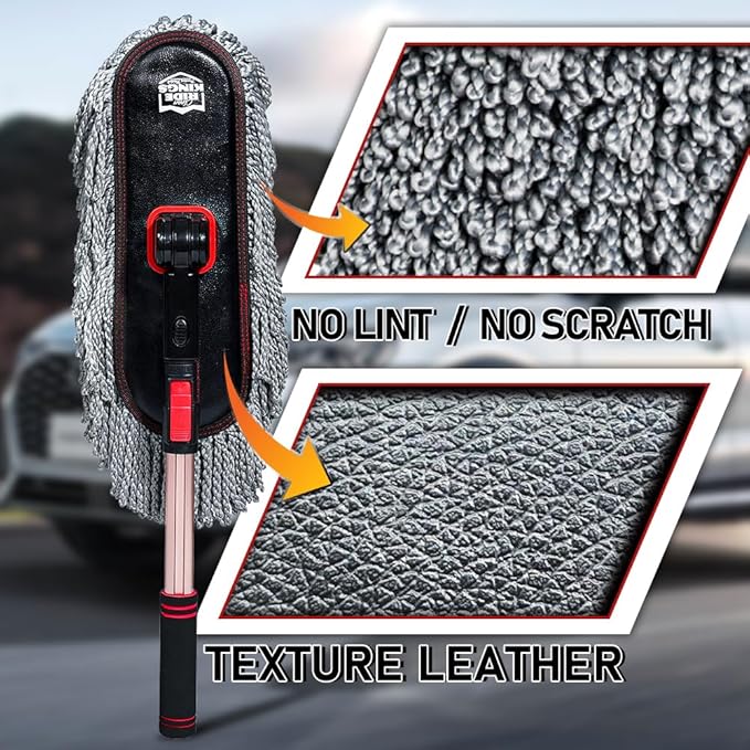 Car Duster Exterior Scratch Free - Microfiber Car Brush with Extendable Handle (27-36'') - Soft Auto Dusting Tool for Pollen & Dust Removal on SUV, Truck, RV & Motorcycle(Wax-Free Design)