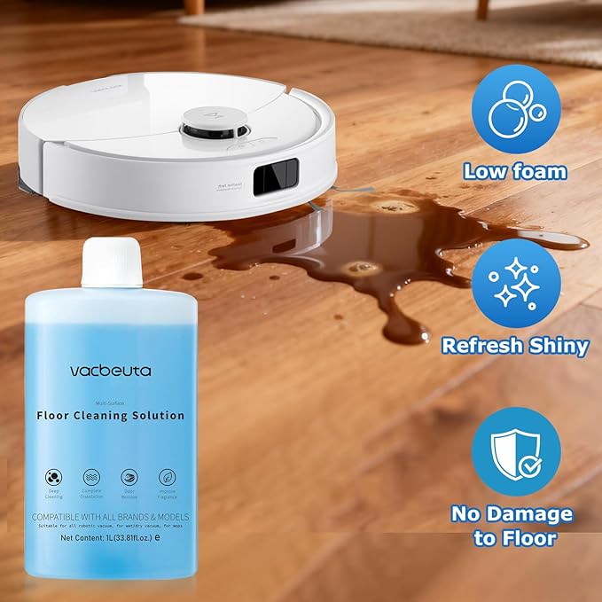 Cleaner Solution for Roborock Cleaning Solution Residue & Streak Free, Compatible with Roborock Robot Vacuum with Mopping and Wet & Dry Floor Cleaner Solution Pet Safe for Hardwood 1L, 33.8 Fl. OZ