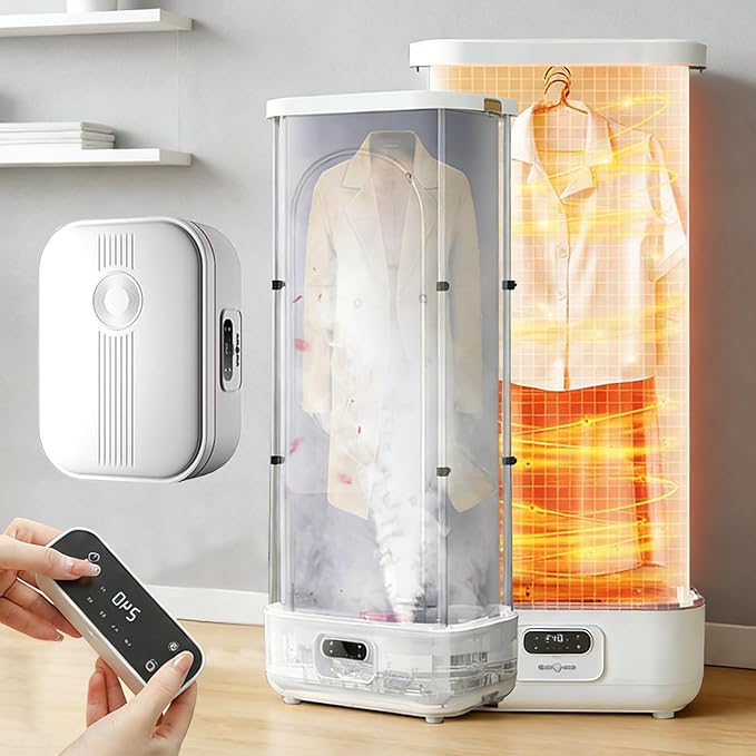 Automatic Vertical Garment Steamer System with Remote, 900W Wireless Steam Iron and Drying Station, Multi-Function Steam Closet for Full-Size Clothing and Fabric Care