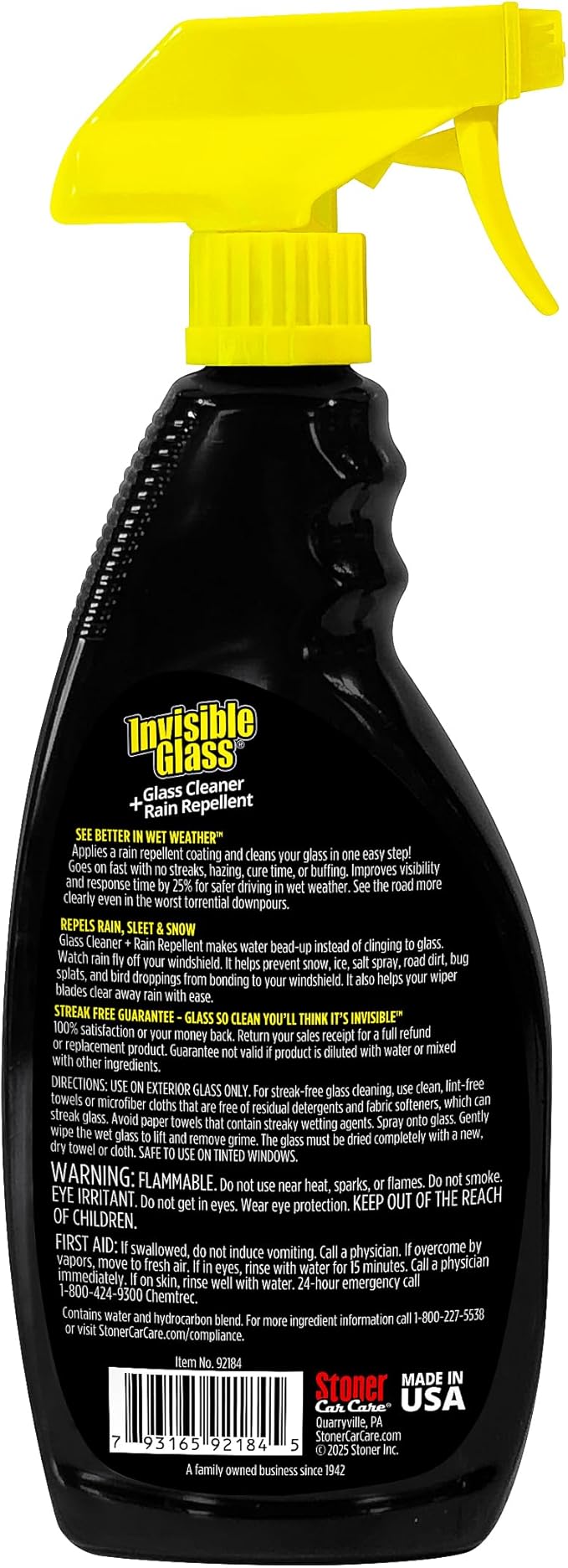 Invisible Glass 92184-2PK Glass Cleaner + Rain Repellent 2-in-1 Windshield and Window Spray, Cleans Auto Glass, Repels Rain, Sleet, Snow, Improves Wet Weather Visibility ?€? 22 fl oz (Pack of 2)