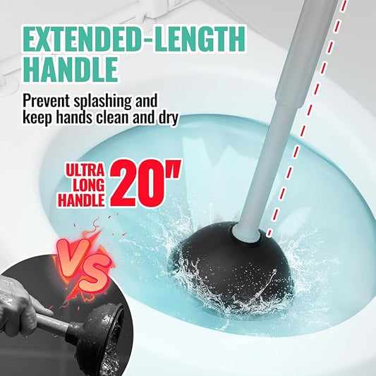 3PACK 4 in 1 Toilet Brush and Plunger Set with Crevice Cleaning Brush, Toilet Plunger and Brush Set with Extra Long Handle, Plungers for Bathroom Accessories, Toilet Plunger with Holder, Dark Gray
