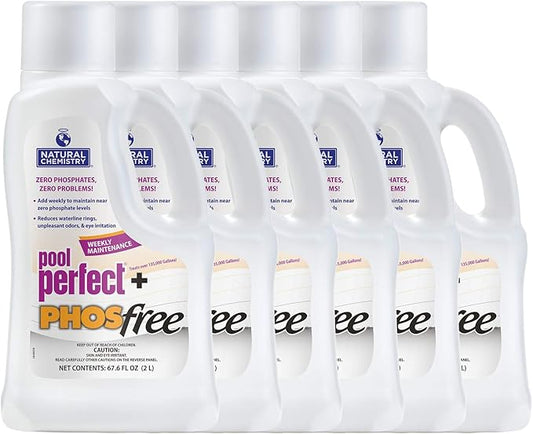 Natural Chemistry Pool Perfect + Phosfree, 2 L, Pack of 6, Phosphate Remover, Reduces Waterline Rings, Unpleasant Odors & Eye Irritation