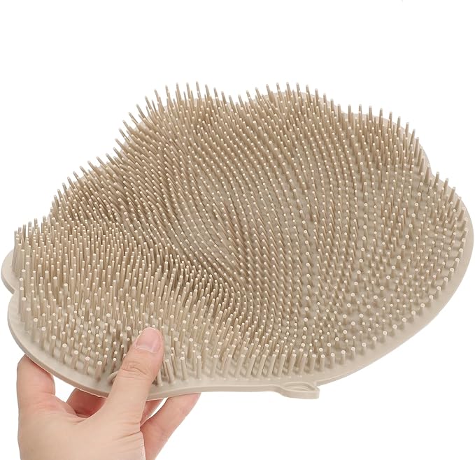 Angoily Wall-Mounted Back Scrubber for Shower Hands-Free Exfoliating Body and Foot Scrubber with Non-Slip Suction Cups TPE Material 11.8X10 Inches