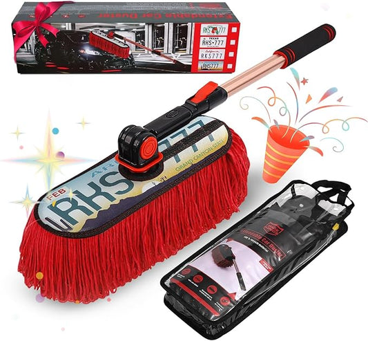 Car Duster Exterior Scratch Free Extendable Handle,Wax Cotton Hair Auto Brush Kit for Truck,SUV,RV and Motorcycle,Duster for Car Cleaning，No Lint（Grand Canyon State Designer License Plate）