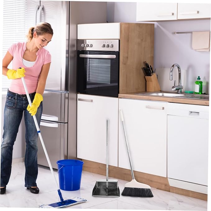 Cabilock Dust Pan Broom Set Dust Broom with Long Handle Floor Cleaning Kit House Cleaning Tools Long Handle