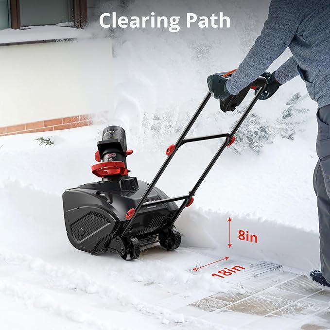 18-Inch Electric Snow Blower, 30 FT Throw Distance, 15-Amp Corded Snow Thrower, 2200 RPM Motor, Lightweight Snow Removal Machine for Driveway, Sidewalk, Patio & Small Yard