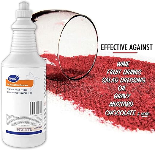 Diversey 95002540 Red Juice Stain Remover, Removes Wine, Fruit Punch, Soft Drinks, Grease, Mustard & More from Carpet, Ready-to-Use, 32-Ounce (Pack of 6)