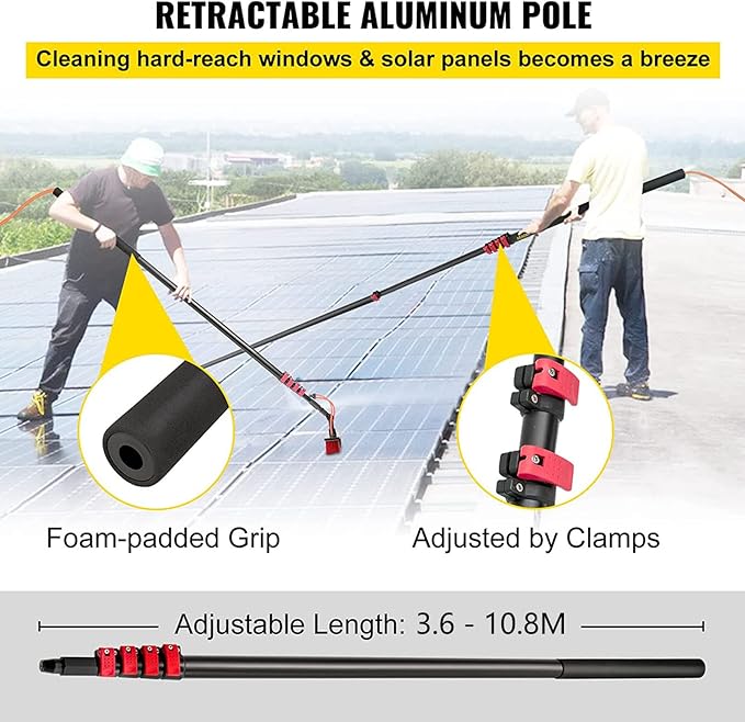 Generic 3.6-12m Window Cleaning Pole, Telescopic Window Cleaner Kit, Water/Hose Fed Pole, Window Cleaning Brush Equipment, Cleaning Photovoltaic and Solar Panels,12FT/3.6M