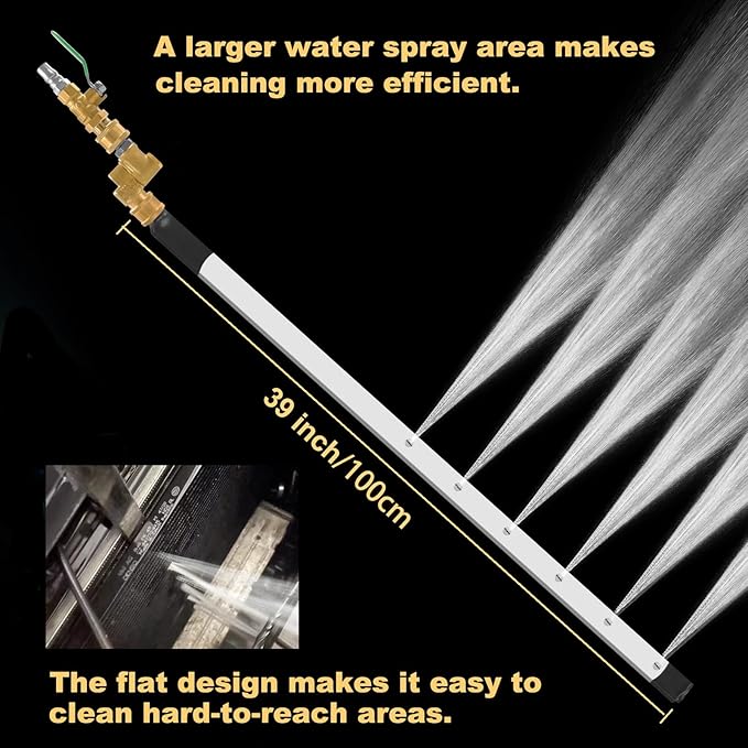 39 Inch Portable Radiator Cleaning Wand with Air Pipe Quick Connector, 4500 PSI High Pressure Radiator Cleaning Tool, Stainless Steel Radiator Flush Water Tank Cleaner for Household Cars Trucks SUV RV