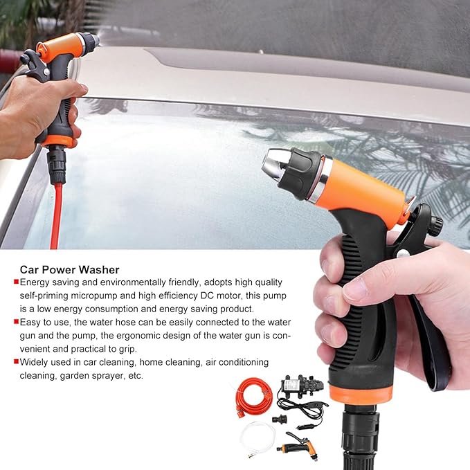 Portable 12V 80W 130PSI Electric Car Washer Sprayer, High Pressure for Vehicle Cleaning, Washing, and Outdoor Use Tool Kit