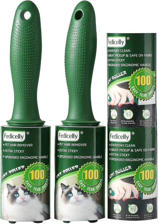 Fedicelly Extra Sticky Lint Rollers Pet Hair Remover for Laundry Clothes Furniture Carpet,Total 400 Sheets Lint Rollers Refills Dog Cat Hair Lint Remover Brush Couch by Fedicelly