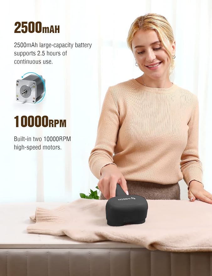 VASSON Fabric Shaver, Sweater Depiller & Pilling Remover | Dual-Head Design for 2X Faster Pilling Removal on Sweaters & Couches - Image 3