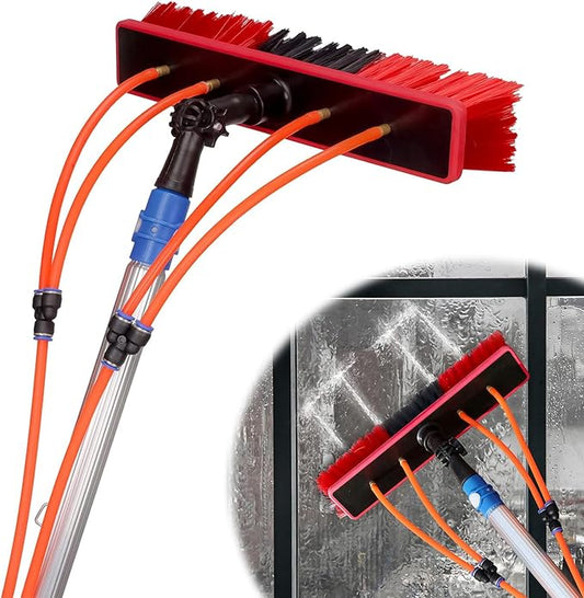 Water Fed Pole Kit 40 FT Adjustable Solar Panel Cleaning Kit Cleaner Tool for Window Glass Roof Outdoor Glass Brush Window Washing Equipment (40FT)