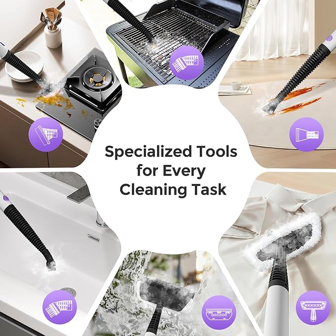 Steam Mops for Floor Cleaning,All-in-One Steam Cleaner for Home with 2 Levels Steam Mode,350ML Tank,23FT Cord, Detachable Handheld Steam Cleaner for Tile,Grout,Furniture,Carpet,Grill,Wall