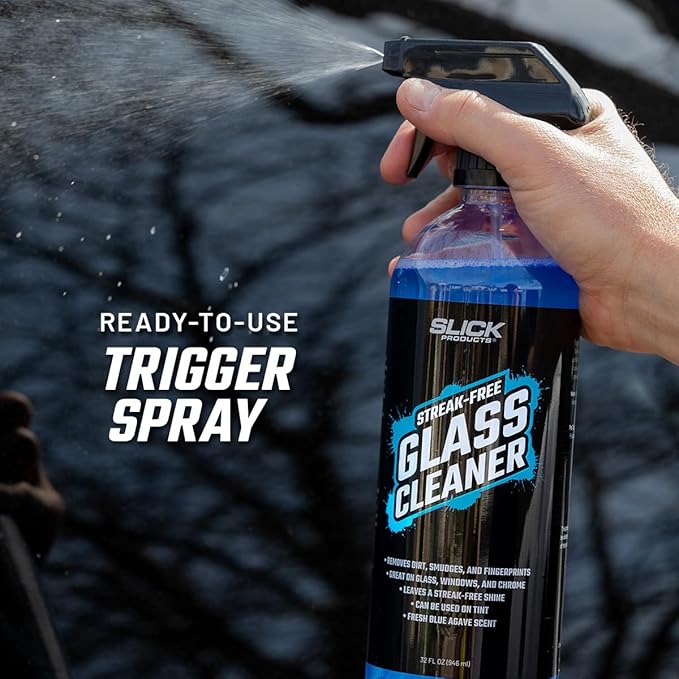 Slick Products Streak-Free Glass Cleaner ?€? Ammonia-Free Window, Mirror, Chrome & Tint Cleaner ?€? Removes Dirt, Smudges & Fingerprints ?€? Ready-to-Use ?€? 16 oz.