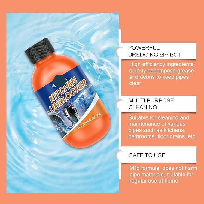 Powerful Pipe Drain Cleaner for Kitchen & Toilet - Grease Remover for Sinks, Drains & Sewers - Long - Lasting Clog Prevention & Quick Unclogging Solution(1PCS)