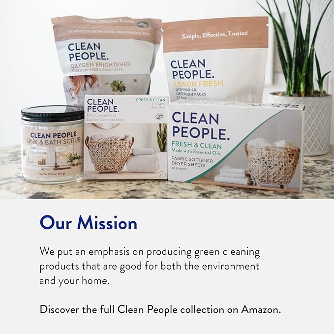 Clean People Laundry Detergent Sheets- Recyclable Packaging, Hypoallergenic, Stain Fighting, Works with All Machines including HE (384 Count, Fragrance Free)