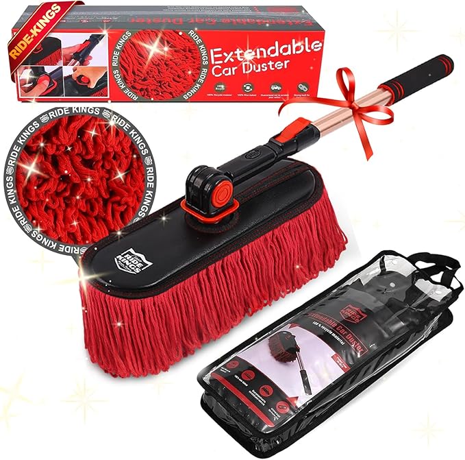 Car Duster Exterior-Stocking Stuffers Gifts for Men Women-Scratch Free Soft Brush Kit forTruck,SUV,RV and Motorcycle,Wax Cotton Hair, Extendable Handle,Car Feather Duster,No Lint