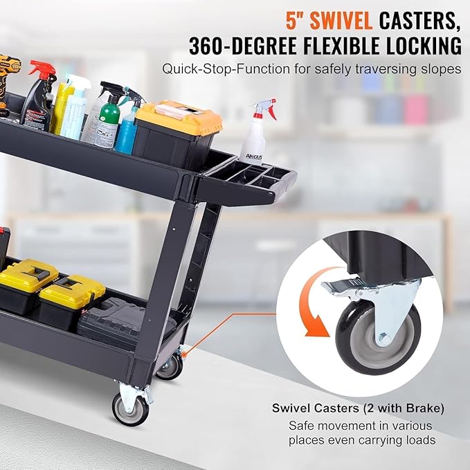 Simpli-Magic Rolling Utility Cart on Wheels, Heavy Duty Tool with Ergonomic Storage Handle and Deep Shelfs, Work Service for Garage, Warehouse, Workshop, 700-Pound Capacity 40 x 33 x 17-Inch