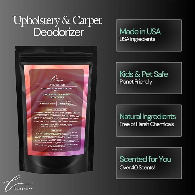 Lapew Spellbound Scented Cleaning Bundle | Carpet Deodorizer Powder (16 oz) & Mop Soap Concentrate (36 oz) | Pet-Friendly Odor Eliminator