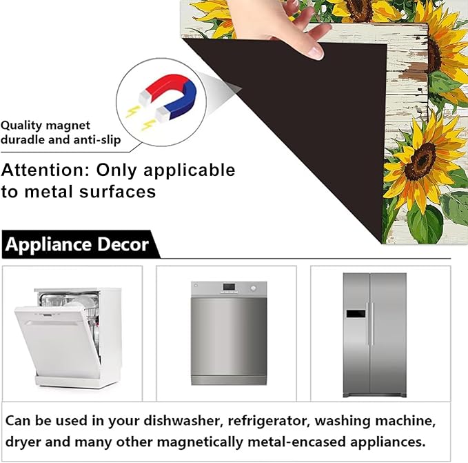 Dishwasher Magnet Cover 23x26 in Rustic Bless Our Home Sunflowers Sign Dishwasher Cover for Kitchen Appliance Decoration Front Panel Sticker Rustic Art Skin Panel Home Decor Decal